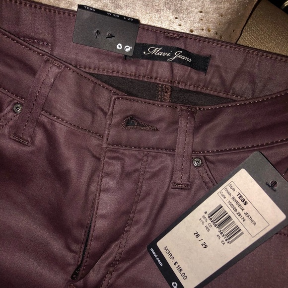 Mavi "Tess" Faux Leather Skinny Jeans - Bordeux - Picture 3 of 4